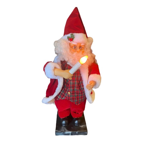 Vintage Animated Santa Claus 24” Figure Holding Candle Works - Picture 10 of 10